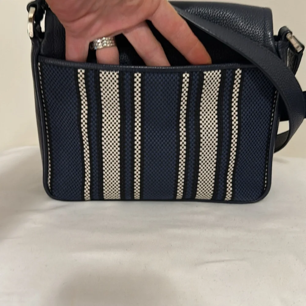 Kate spade Navy & cream leather & canvas crossbody bag
